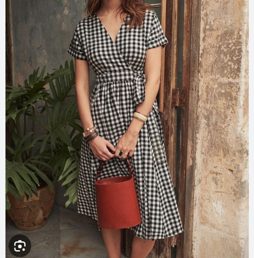 Black and White Gingham Wrap Dress